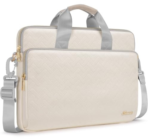 KIZUNA 17 Zoll Laptoptasche Notebook Tasche 17,3 Zoll Laptop Sleeve für LG gram 17/17 IdeaPad 3i Gen7/ThinkBook Plus 17/Razer & MSI 17/Dell X17 R1/HP/ASUS Vivobook Hülle Shoulder Bag,Beige