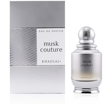 Musk Couture 100ml Eau de Parfum by Khadlaj – Fragrance with Fresh Bergamot Jasmine Hyacinth Tart Rhubarb Elegant Lily of the Valley Warm Amber Sensual Musk & Tonka