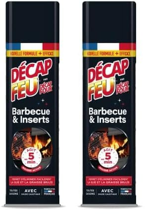 DECAPFOUR Feu Barbecue & Inserts | Mousse Active | Élimine facilement la suie et la graisse brulée | Agit en 5 min | Fabriqué en France | Aérosol 500 mL (Lot de 2)