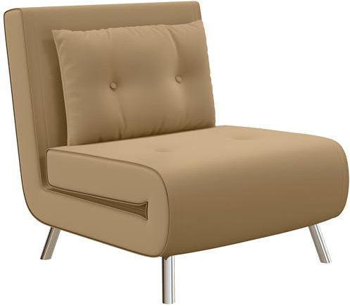 HOMCOM 3 in 1 Schlafsessel Klappbar Schlafsofa mit Bettfunktion Verstellbarer Rückenlehne Kissen Relaxsessel in Samtoptik Gästebett Sessel für Wohnzimmer Schlafzimmer 77 x 88 x 83 cm Braun