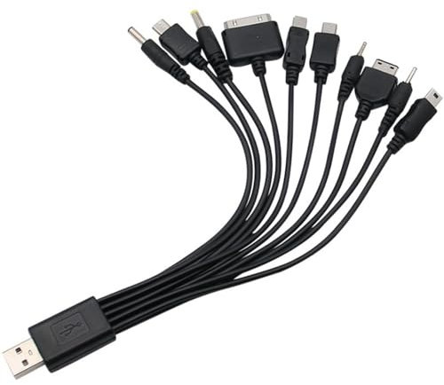 10-in-1 Universal Multifunctional USB Charging Cable – Multi-Adapter Multi-Device Charger for Smartphones, Tablets, Portable Gaming Devices, Digital Cameras & More