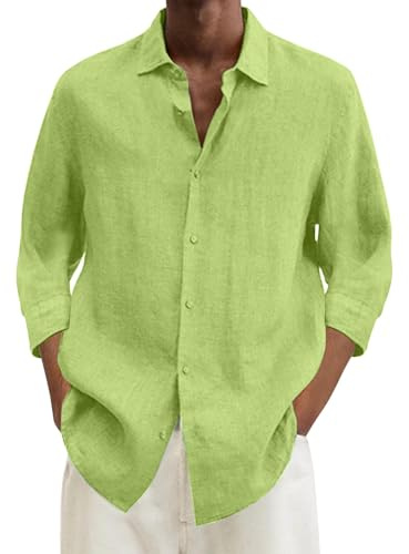 Chemise d'été légère à Manches Longues pour Homme, uni, col à Revers