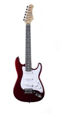 EKO GUITARS – ST‑100 3/4 E-Gitarre, Korpus aus Pappel, Ahornhals, Griffbrett aus Laurel mit 21 Bünden, 3 Single-Coil Pickups, Tremolo-Brücke, Mensur 580 mm, Farbe Chrome Red