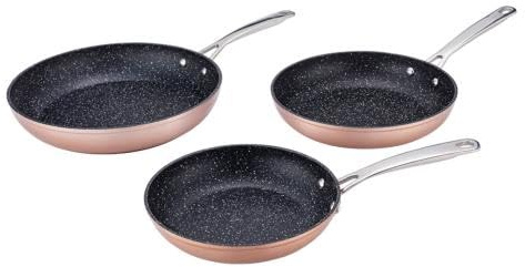 LAGUIOLE CUISSON Set de 3 poêles cuivré 20/24/28cm Greblon céramique - Héritage