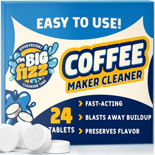 THE BIG FIZZ Coffee Maker Descaler - Easy to Use Coffee Machine Tablets Compatible with All Major Brands - Fast Acting Descaling Tablets Preserves Brew Flavor & Machine Longevity (24 Count)