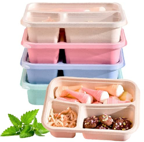 Hoqque Porta Pranzo Lunch Box 4 Set Portamerenda Bambina Portapranzo Scuola Bento Bambino Schiscetta Plastica Contenitori Ufficio Ermetico Lunchbox