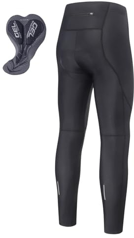 ARSUXEO Pantaloni da Ciclismo da Uomo Leggings da Ciclismo Imbottiti Calzamaglia da Ciclismo con Protezione dal Freddo, Leggings da Ciclismo Imbottiti Leggeri Senza Pile, Una Tasca Posteriore H96 S