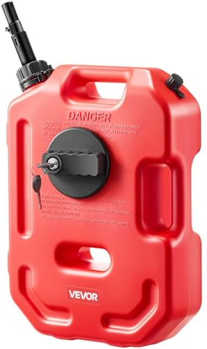 VEVOR Bidon Essence 10 L Bidon Carburant avec Bec Verseur, Verrouillage Antivol, Débit Maximal 15 L/min, Réservoir Essence Étanche Portable pour la Plupart des Voitures, Motos, UTV, Tracteurs, Rouge