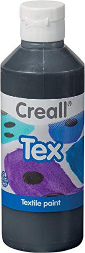 Creall Textil- & Stoffmalfarbe | Schwarz 250 ml | Waschmaschinenfest nach Fixierung | Für T-Shirts, Jeans, Schuhe, Stofftaschen, Möbel & Autoinnenraum/Dachhimmel