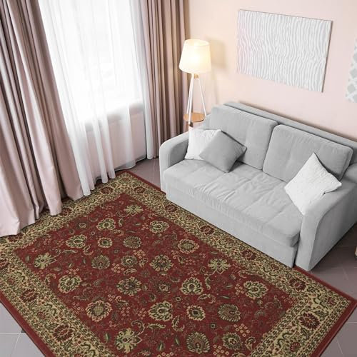 Ottomanson Ottohome - Alfombra, base de goma, diseño persa oriental, 100 x 150 cm, color rojo