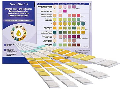 15 One+Step strisce reattive urina per 10 indicatori - test sanitario con cartella colori di riferimento - test urine per infezioni vie urinarie - analisi urina acido base casalingo