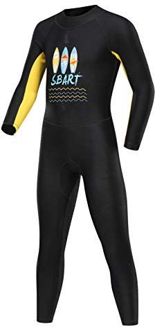 SXSHUN Kinder Neopren Neoprenanzug Unisex Mädchen Jungen Einteiler Tauchanzug Wäremehaltung UV-Schutz Tauchanzug Jacke Wassersportarten, schwarz, 12-14 Jahre(Größenetikett 152-158)