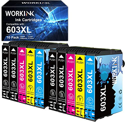 WorkInk 10 Patronen Kompatibel mit Epson 603 603XL Druckerpatronen Multipack für Expression Home XP-2100 XP-2105 XP-3100 XP-3105 XP-4100 XP-4105, Workforce WF-2810 WF-2830 WF-2835 WF-2850