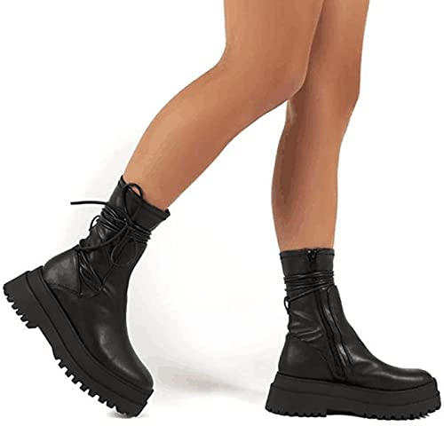 ZXCN Nouvelle Marque Femelle Plateforme Bottines Bottines Chunk Punk Combat Bottes pour Femmes Cool Stylish Chaussures d'automne Femme