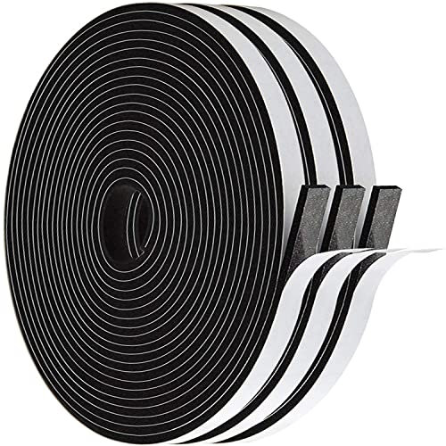 Dichtungsband Selbstklebend für Türen Fenster, 6mm(B) x 3mm(D)/18m Gummidichtung Türdichtung Schaumstoffband Schalldämmung Wasserdicht für Kollision Siegel Schalldicht