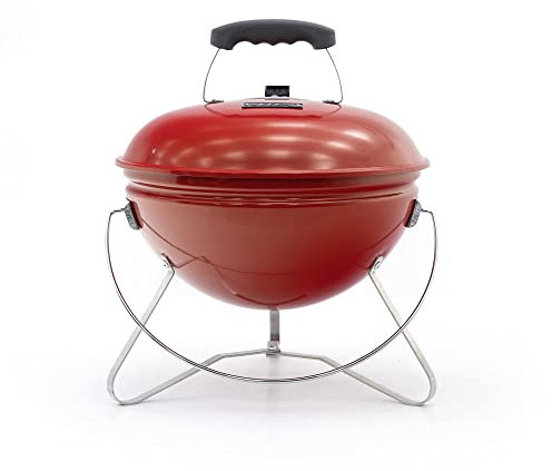 Kekai Barbacoa de Carbón Portátil de Sobremesa Tahoe 37x37x44 cm Tapa con Sistema de Transporte y Bloqueo Esmaltado Rojo