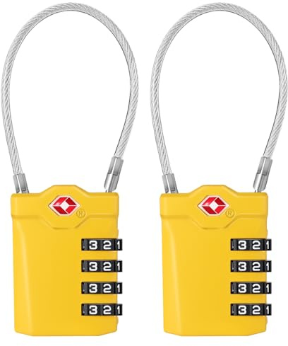 ZHEGE Cadenas Valise TSA, Cadenas Voyage 4 Chiffres (2, Jaune)