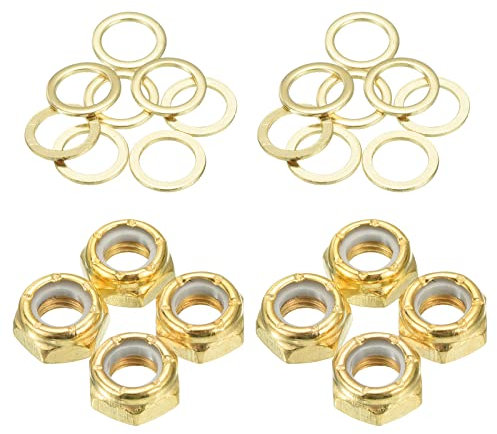 PATIKIL Skateboard Lock Muttern Set 2 Set 5/16 Skateboard Truck Achse Unterlegscheiben Distanzstück Hardware Reparatur Kit für Langboard Cruiser Gold