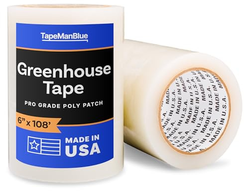 6 x 108' Roll of Greenhouse Repair Tape, Made in USA, Heavy Duty, Clear Poly Patch Tape for Repairing Greenhouses and Plastic Sheeting, UV Resistant Polyethylene Film for Seaming & Splicing