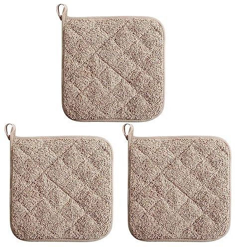 WRIRKN 3 Pezzi Presine da Cucina per Cottura in Cotone Presine Forno Lavabili in Lavatrice Resistenti al Calore Tascabili per Cucina