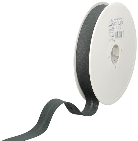 Les Petits Rubans Schrägband – 20 mm breit, gefaltet 10 mm, 25 m Rolle, 50% Baumwolle, 50% Polyester, Bordüre zum Nähen, Banner, Polster, Möbel, Paspeln, Kleidung, Decken