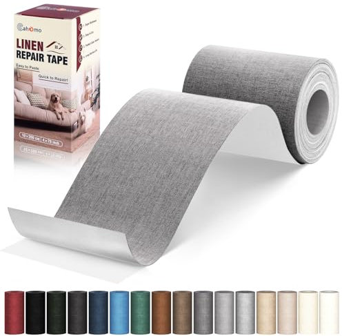 Linen Repair Patches 10x200 cm, Self-Adhesive Linen Fabric Patches, Multi Color, Durable & Premium Can be Used for Linen Sofa, Headboards, Chairs, curtain, and Upholstep Repair(Medium Grey)