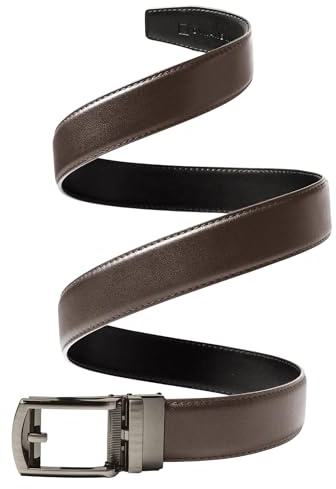 Cinturones Hombre Cuero con Hebilla Automática de Carraca, Microajuste 5mm, Correa 130 cm Largo y 35 mm Ancho, Recortable a tu Talla, Cinturon Hombre Elegante para Diario, Cinturon Sin Agujeros Hombre