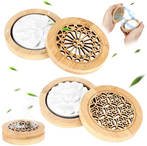 Luziyun Difusor de Aceites Esenciales Sin Agua - 2 Piezas con Caja de Incienso de Madera, Piedra Perfumada para Aromaterapia y Decoración en Sala de Estar, Baño, Coche y Oficina