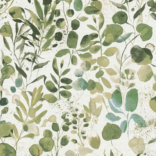 Profhome Papier peint floral 396971-GU papier peint intissé (TNT) vert bleu blanc 0,53 m x 10,05 m / 5,33 m2