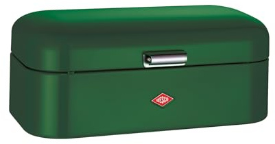 WESCO Grandy Bread Bin in Dark Green, Powder-Coated Sheet Steel, Ventilation Holes and Sturdy Handle, Special Edition Christmas