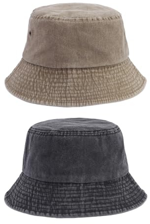 2 stycken vattentvättad cowboyhatt, enkel fiskarhatt, andningsbar solhatt, utomhus solskyddstillbehör., Svart, M