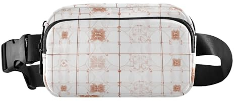 Fyrkanter vit roséguld blomma midjeväska crossbody pass väska slunga kvinnor bröstväskor midjeväskor för träning, Färg18, 1 Size