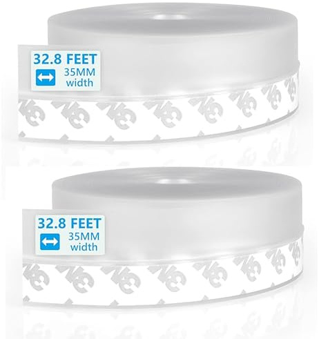 Self Adhesive Silicone Seal Door Strip Bottom - 20M/64ft (W: 35MM) | Sealing Sticker Weather Stripping for Gaps of House, Glass Shower, Window and Door, Weatherproof Soundproof Insect Proof