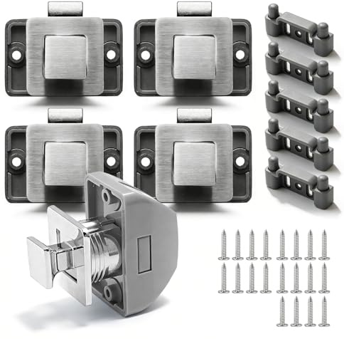 Bouton Poussoir Camping Car,5 Pièces Bouton Poussoir Loquet Sans Clé,Verrou Bouton Poussoir,Verrous De Porte A Bouton Poussoir Pour Camping-Cars,Bateaux,Yachts,Epaisseur De Panneau De 12 A 20MM