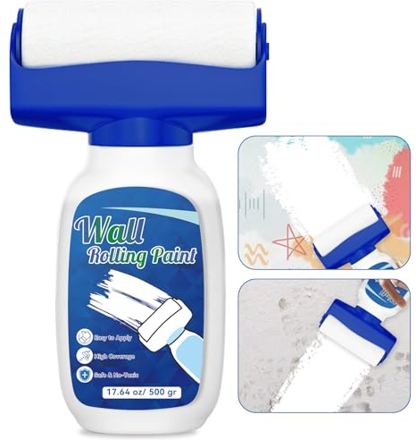 Halldeli Mini Rullo per Ritocchi Parete, Singolo Rullo per Piccole Riparazioni di Graffi e Macchie su Pareti, Vernice Coprente Bianco per Piccole Riparazioni Domestiche