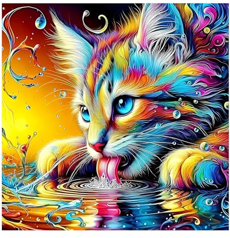 HvasJing Diamond Painting Kit for Adults, Fantasy Cat Diamond Art Kit | 5D Full Drill Diamond Art, Crystal Diamonds 12 x 12 Inch, DIY Relaxing Craft, Suitable For Beginners, Home Wall Decor Gift