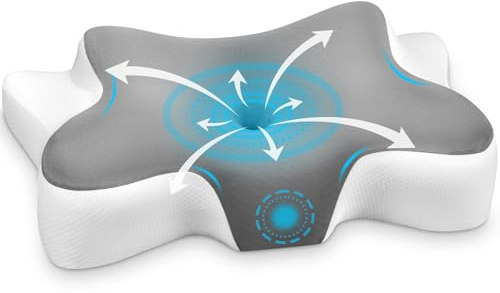 Somirra Almohada Cervicales y Cuello, Almohada Cervical en 2 Alturas, Almohada Viscoelastica con Funda de Almohada Extraíble para Dormir de Lado, Boca Arriba y Boca Abajo, 66x37x9/12cm