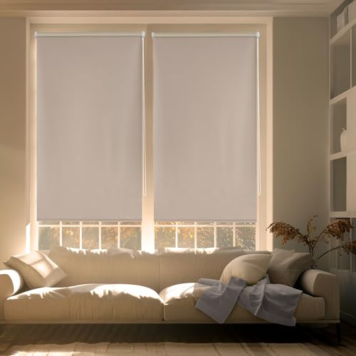 Blindecor Zeus Estor enrollable Easyfix opaco liso - Marrón claro, 52 x 180 cm (Ancho por Alto). Tamaño de la Tela 49 x 175 cm. Estores sin herramientas blackout