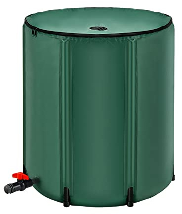 Goplus 53 Gallon Collapsible Rain Barrel, Portable Rain Barrels to Collect Rainwater from Gutter, Rainwater Collection System, Water Storage Tank Catcher Container with Filter Spigot