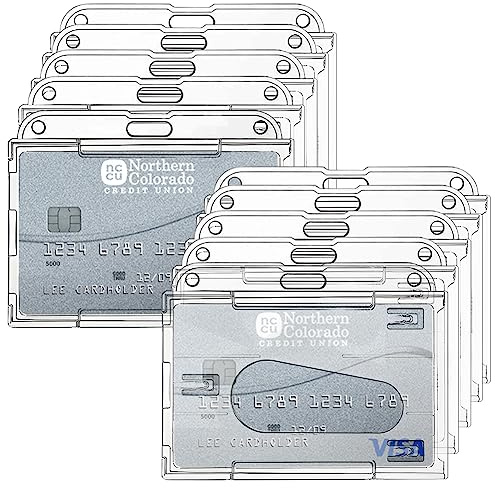 skytowards 10 PCS Porta Tarjetas de Identificación Funda para Tarjeta Soporte para Tarjetas de Identificación con Ranura Tarjetero de Doble Cara Transparente para Licencia, Tarjeta de Crédito