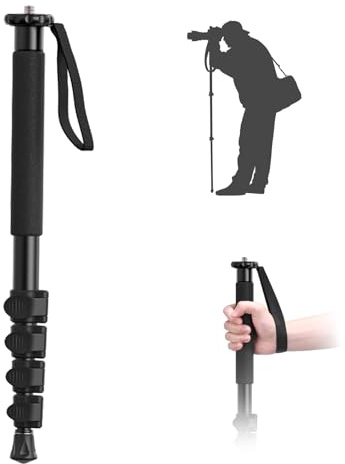 ULANZI TB12 61-Inch Camera Monopod - Portable Tripod & Monopod Photography Stick with 5-Section Height, Aluminum Compact Travel Camera Stick for Canon, Nikon, Sony Mirrorless, DSLR, Easy to Carry