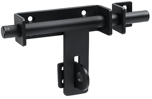 Sayayo Gate Latch for Wooden Gates, Garden Gate Lock Heavy Duty SUS304 Stainless Steel Solid Door Bolt 160MM Length, 13MM Dia Bar, Matte Black (Not Including Padlock)