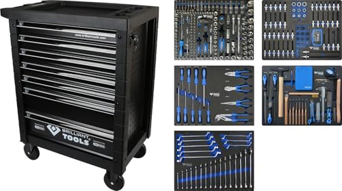 BRILLIANT TOOLS BT153347 Werkstattwagen mit 5 bestückten Schubladen mit 347 Werkzeugen [Powered by KS TOOLS]