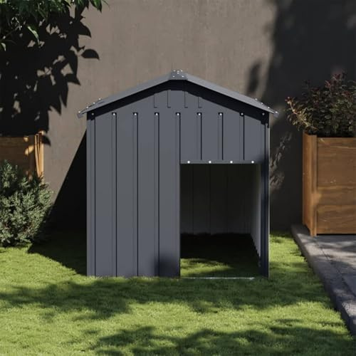 Juroupi Dog House with Roof Anthracite 117x153x123 cm Galvanised Steel,Dog House,Dog Kennel for Outside,Dog House Shelter-172348