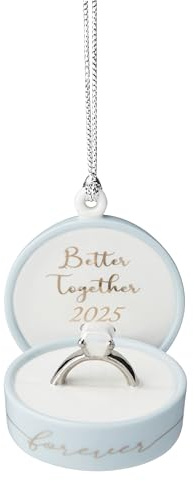 Lenox Ornament, 2025 Together Forever Porcelain Ring Box Ornament, Ring Box Design Christmas Tree Decoration with Silver Accents, Christmas Decor, Holiday Decor, Winter Decorations (Blue, 1 Piece)
