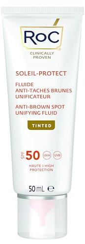RoC Sun Cream Soleil-Protect, Anti-Brown Spot Tinted Unifying Fluid SPF 50 | Moisturiser for Face with Vitamin C | 50 ml