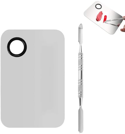 Wxinsheng Palette de Maquillage,Palette de Mélange Acier Inoxydable avec Spatule pour Mélanger Fond de Teint,Plateau de Mélange de Maquillage,pour Fond de Teint,Ombre À Paupières,Rouges À Lèvres