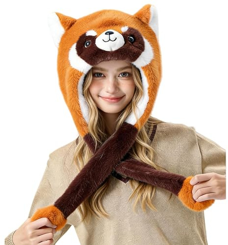 Generico Cappelli Animali per Bambini,Cappello a Forma di Procione Spesso Copricapo | Copricapo In Peluche Animali | per Ragazze Adolescenti Costume Cosplay per Freddo Feste e Uso