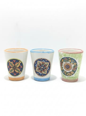 Generico Likörglas i italienskt hantverk av keramik - handmålade - perfekt för citroncell, bitter och kaffe - majolica och citrondekorationer (3, majoliche)