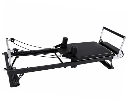 Pilates Reformer - Macchina pieghevole con 5 molle – 190 x 57 cm – Attrezzatura per allenamento a casa, portata fino a 125 kg – Yoga Home Trainer per allenamento in posizione sdraiata